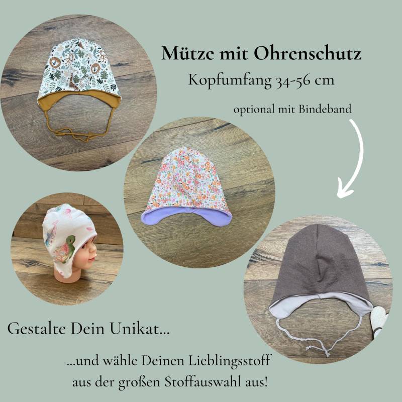 Kindermütze /Babymütze/Newborn Mütze Bindemütze Mit/Ohne Band Ku 34-56 Jerseymütze in Wunschgröße Und Wunschstoff Herbstmütze Frühling von HandmadeByMamaMia