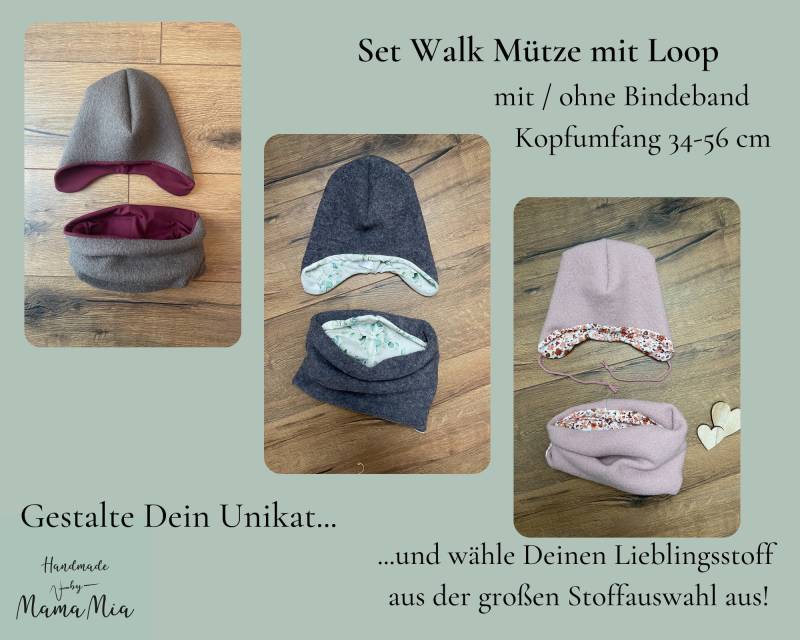 Kuschelig Warme Walk Babymütze/Kinder Walkmütze Mit Passendem Loop Diverse Größe Und Wunschstoff Ku 34-56 Herbstmütze Wintermütze von HandmadeByMamaMia
