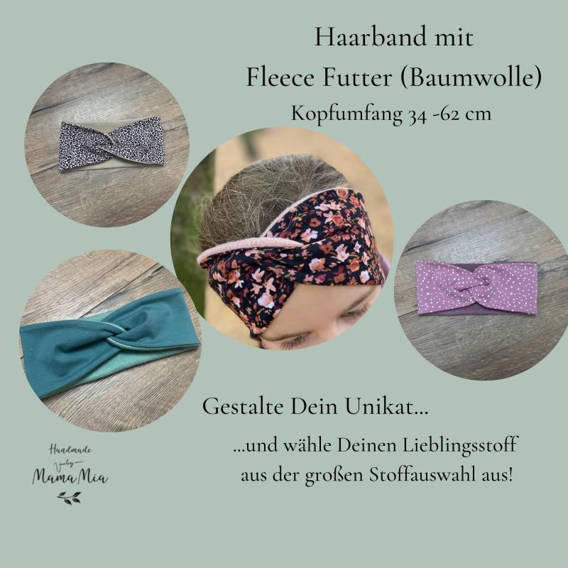 Kuscheliges Warmes Frühlings/Herbst Winter Stirnband Haarband Mit Fleece Futter in Wunschgröße Und Stoffauswahl von HandmadeByMamaMia