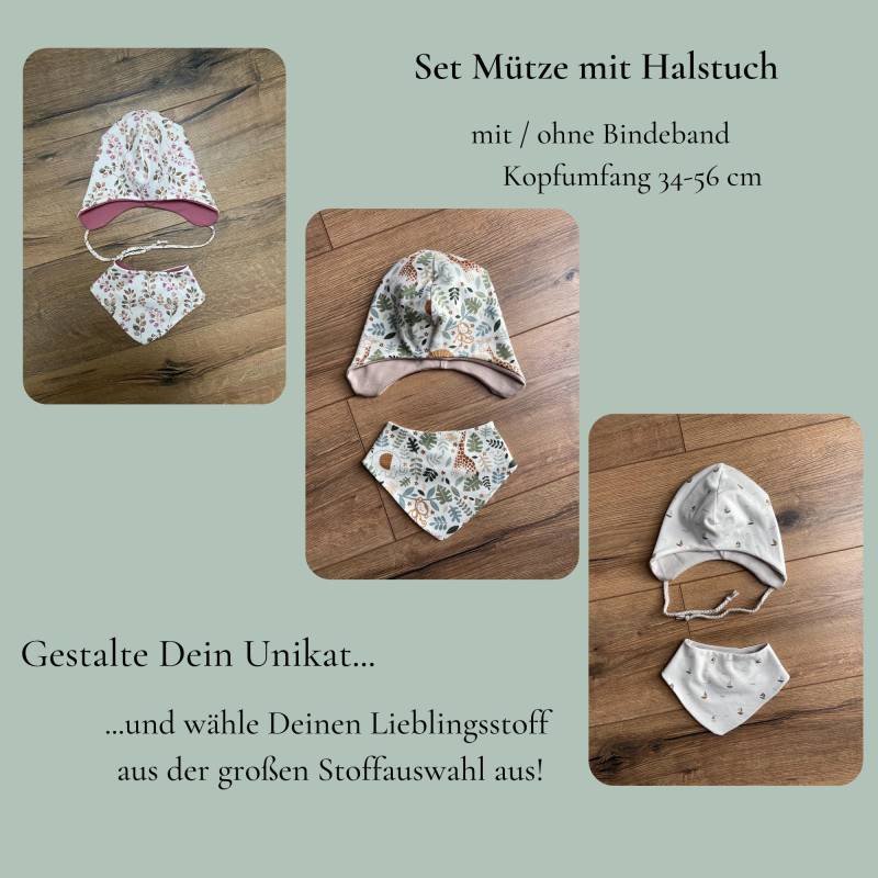 Set Babymütze Kindermütze/Mütze Mit Halstuch Handmade Stoffauswahl Und Wunschgröße Frühlingsmütze Herbstmütze Jerseymütze von HandmadeByMamaMia