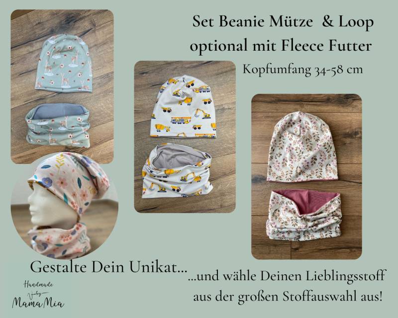 Set Beanie & Loop Kinder Mütze Mit Halstuch/Halssocke Handmade Stoffauswahl Und Wunschgröße von HandmadeByMamaMia