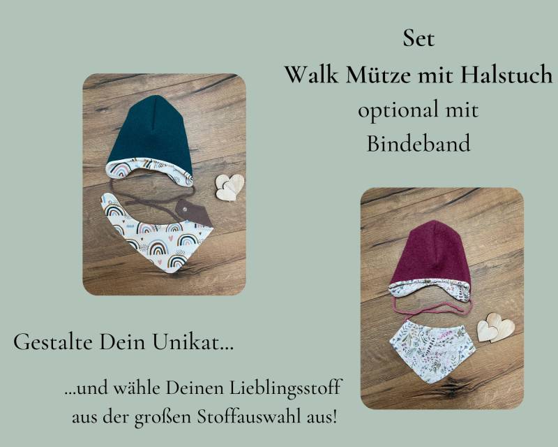 Set Walk Babymütze/Kinder Walkmütze Mit Passendem Halstuch Diverse Größe Und Wunschstoff Ku 34-56 von HandmadeByMamaMia