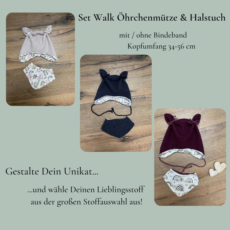 Set Walk Öhrchenmütze/Babymütze Mit Passendem Halstuch Diverse Größe Und Wunschstoff Wintermütze von HandmadeByMamaMia