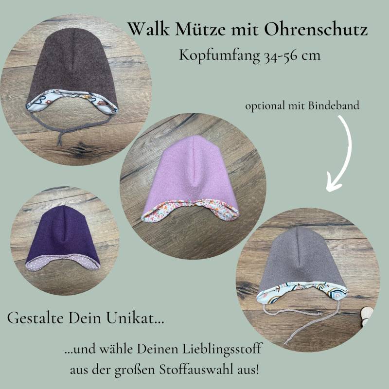 Walk Babymütze/Kindermütze Walkmütze Wollmütze Kopfumfang 34-56 Wollwalk in Wunschgröße Und Wunschstoff Wintermütze Herbstmütze von HandmadeByMamaMia