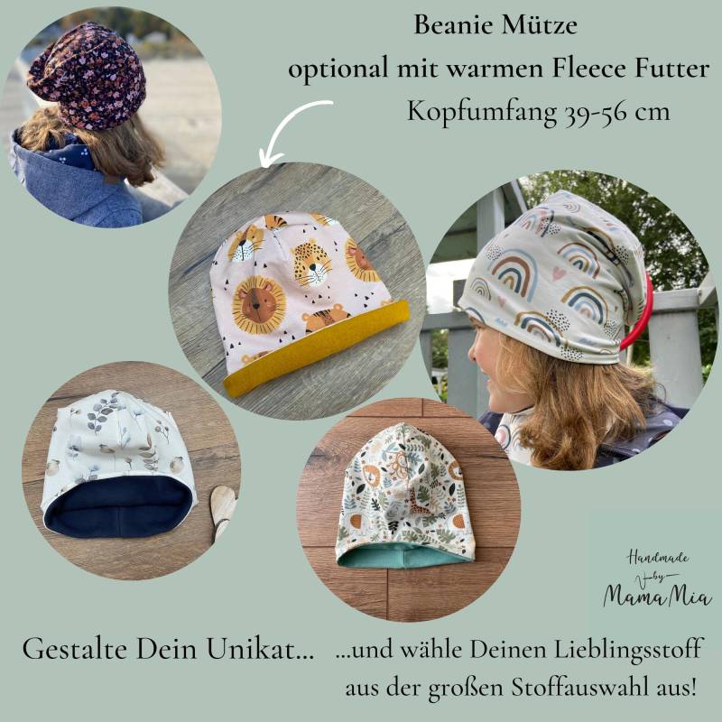 Wende Beanie Mütze in Wunschstoff Und Wunschgröße Für Kinder Erwachsene Übergangsmütze Beaniemütze Alle Jahreszeiten Opt. Fleece von HandmadeByMamaMia