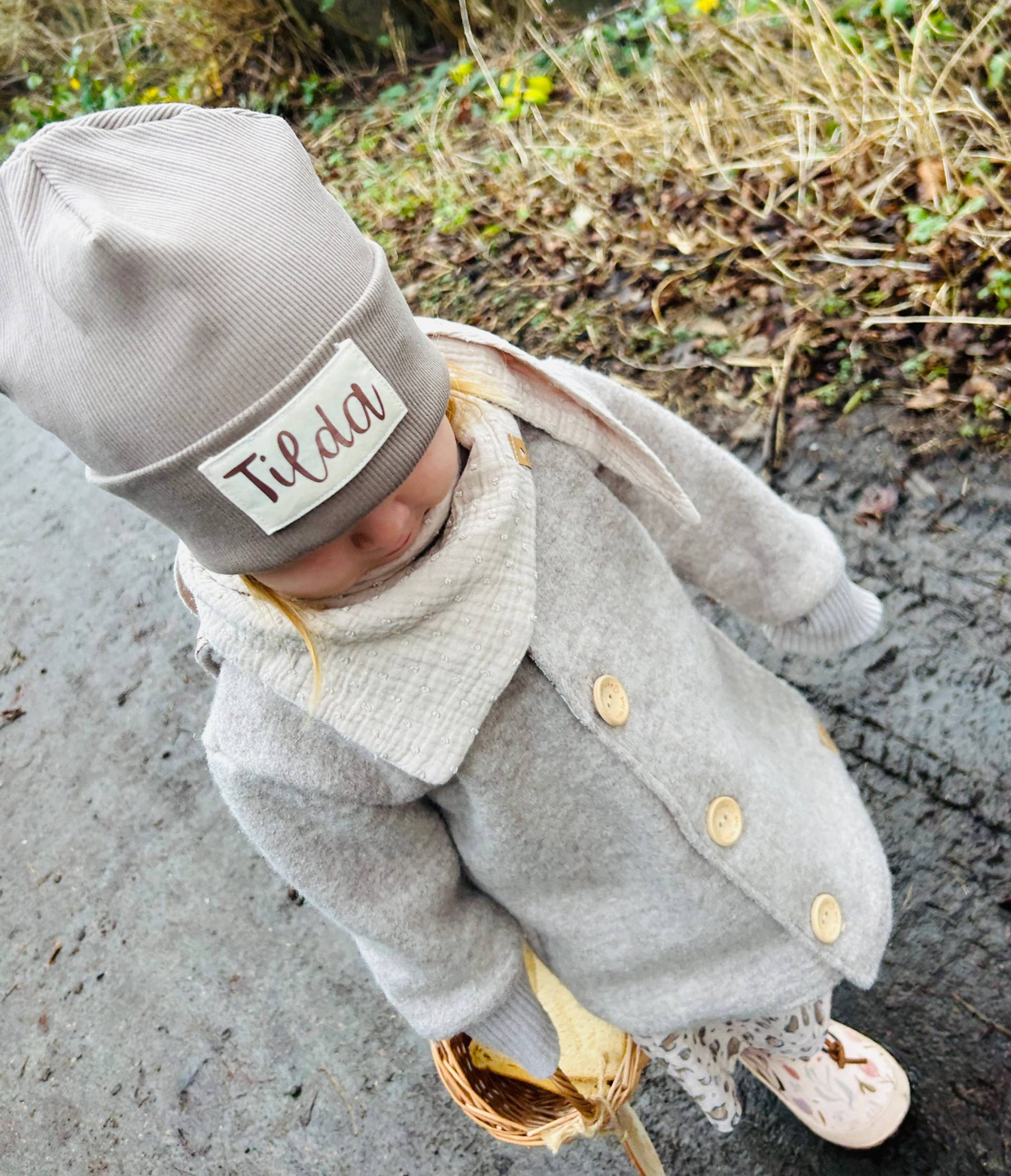 Handmade Baby Kinder Hipster Beanie Ripp Geschenk Winter Herbst Mütze Name Personalisiert Rib Jersey von HandmadeByMira2