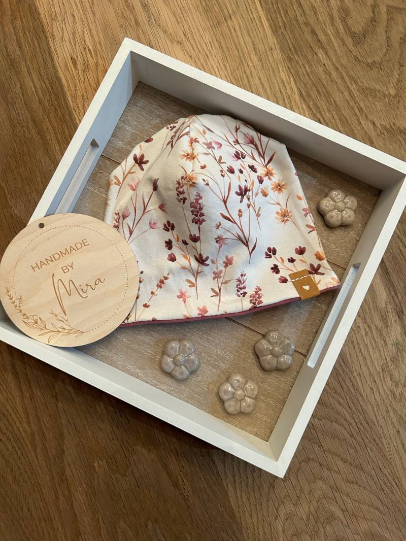 Handmade Baby Mütze Wendemütze Beanie Jersey Geschenk Herbst Winter von HandmadeByMira2