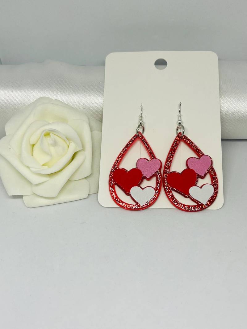 Valentinsohrringe Mit Herzen Und Glitzer/Hypoallergen Hängend Valentinsohrringe Mit Herzen Und Glitzer/Hypoallergen Hängend von HandmadeBySimone86