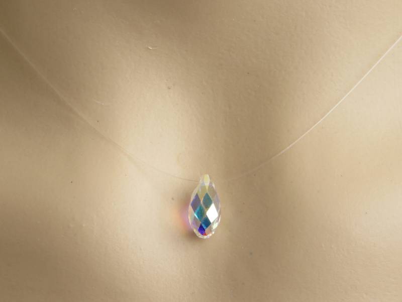 Floating Illusion Transparent Invisible Halskette Mit Einem Swarovski Ab Glas Kristall Anhänger. Buriolette von HandmadeBySo