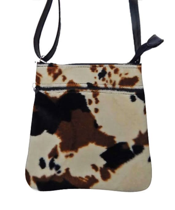 Handgefertigte Kuh Print Crossover Body Bag Verstellbare Schultertasche von HandmadeFashion