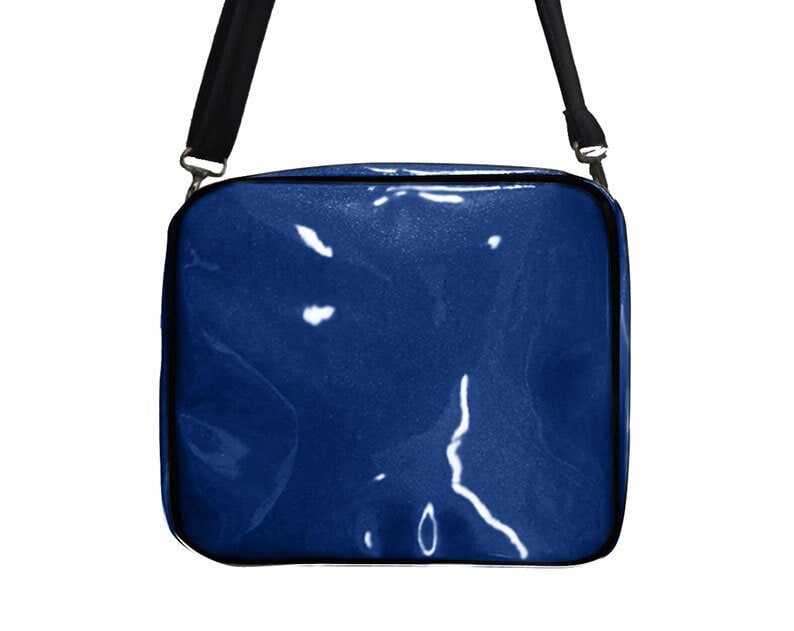 Handgefertigte Us-Handtasche, Große Crossover-Body-Bag Mit „Shiny Shimmering Glossy Blue"-stoff-Handtaschen-Geldbörse, Neu von HandmadeFashion
