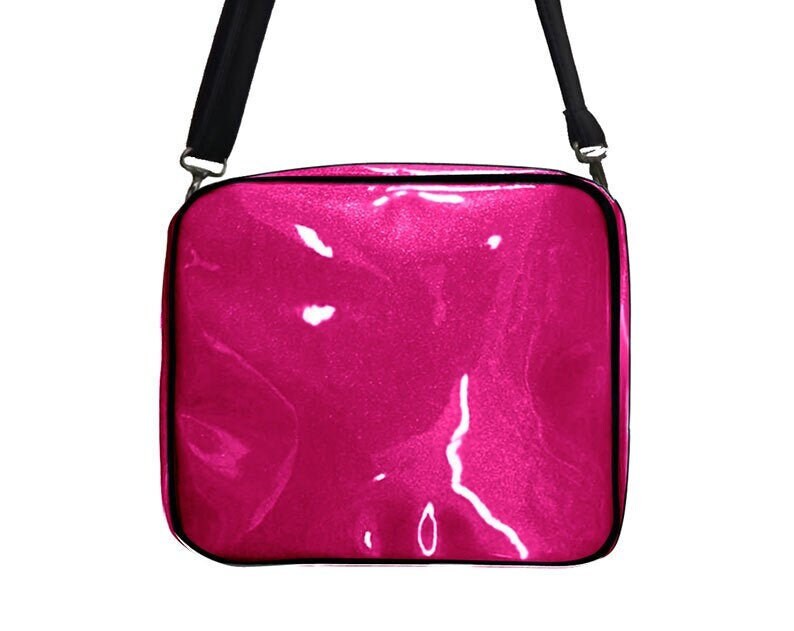 Handgefertigte Us-Handtasche, Große Crossover-Bodybag Mit „Shiny Shimmering Glossy Fuchsia"-stoffhandtaschen-Geldbörse Neu von HandmadeFashion