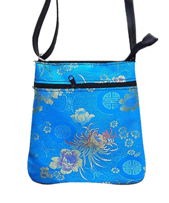 Handgemachte Blumen Crossover Body Bag Lila & Silber Schulter Geldbörse von HandmadeFashion