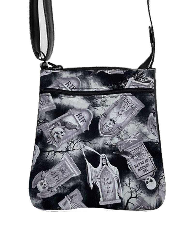 Handgemachte Handtasche Crossover Body Bag Mit "Docht Tombstones" Muster Schultertasche Geldbörse, Neu von HandmadeFashion