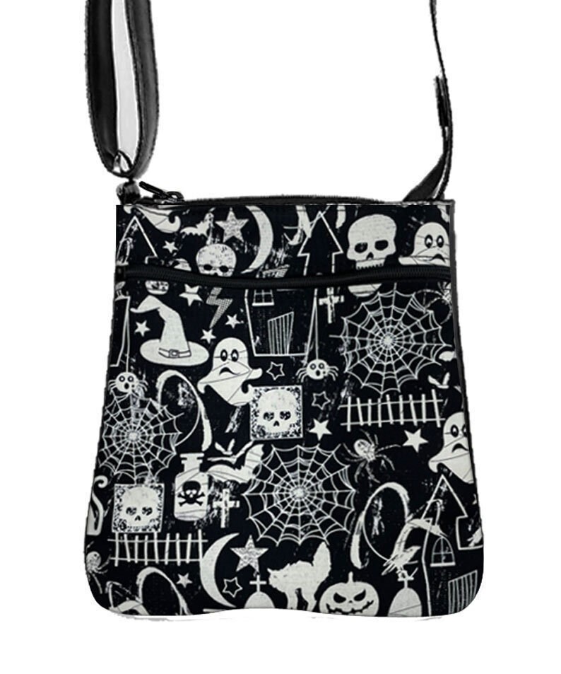 Handgemachte Handtasche Crossover Body Bag Mit "Haloween Glow Motiv" Muster Schultertasche Handtasche, Neu von HandmadeFashion