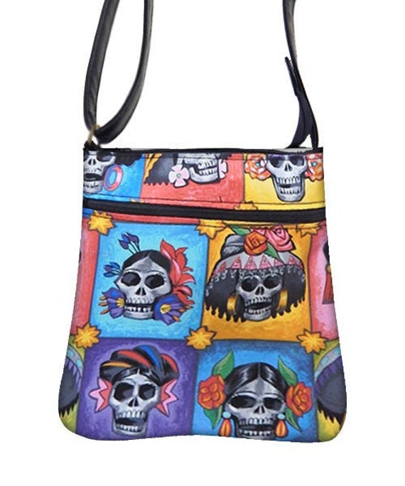 Handgemachte Handtasche Crossover Body Bag Mit "La Senoras Elegantes" Muster Schultertasche Geldbörse, Neu von HandmadeFashion