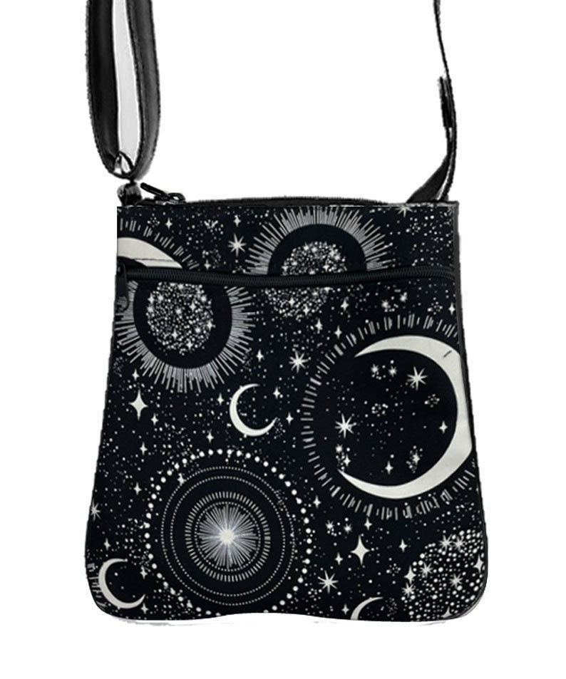 Handgemachte Handtasche Crossover Body Bag Mit "Moon & Stars Glow" Muster Schultertasche Handtasche, Neu von HandmadeFashion