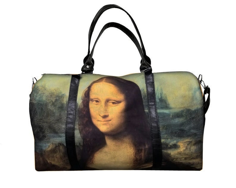 Handgemachte Handtasche Große Duffeltasche Satchel Style "Leonardo Da Vinci" Muster Tasche Geldbörse, Neu von HandmadeFashion