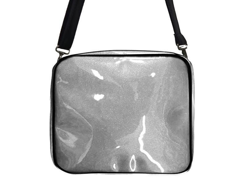 "Us Handarbeit Handtasche Crossover "Handtasche Groß" Body Bag Mit "Shiny Shimmering Glossy Silver" Stoff Neu von HandmadeFashion