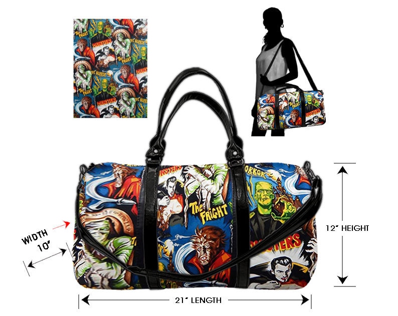 Us Handarbeit Handtasche Große Duffeltasche Satchel Style "Monster" Muster Tasche Geldbörse von HandmadeFashion
