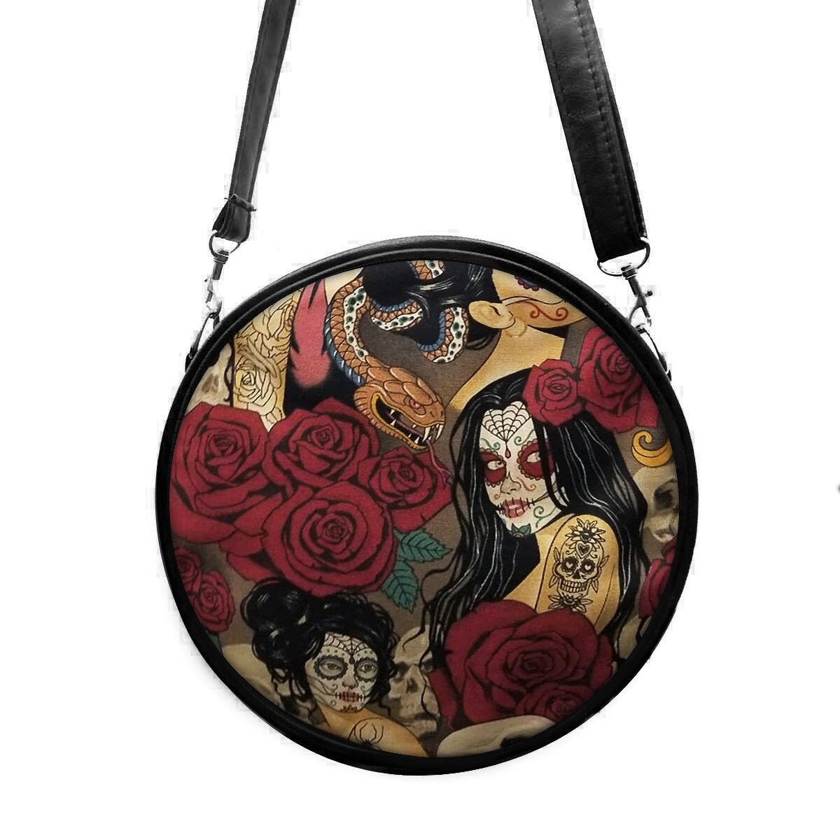 Us Handarbeit Kleine Kreis Handtasche Schultertasche Style Mit "Vintage Nocturna" Muster, Selten, Neu von HandmadeFashion