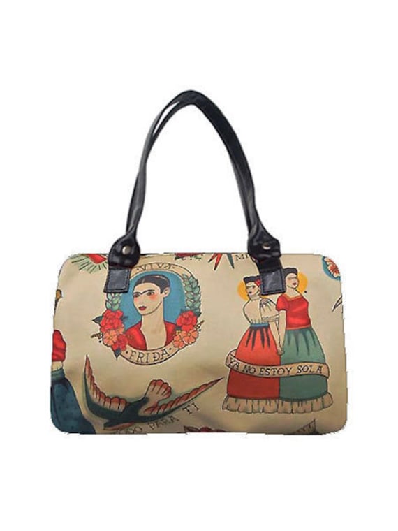 Us Handgemachte Handtasche Arzt Tasche Mit "Frida, Todo Para Ti" Muster Satchel Stil, Baumwollstoff, Neu von HandmadeFashion