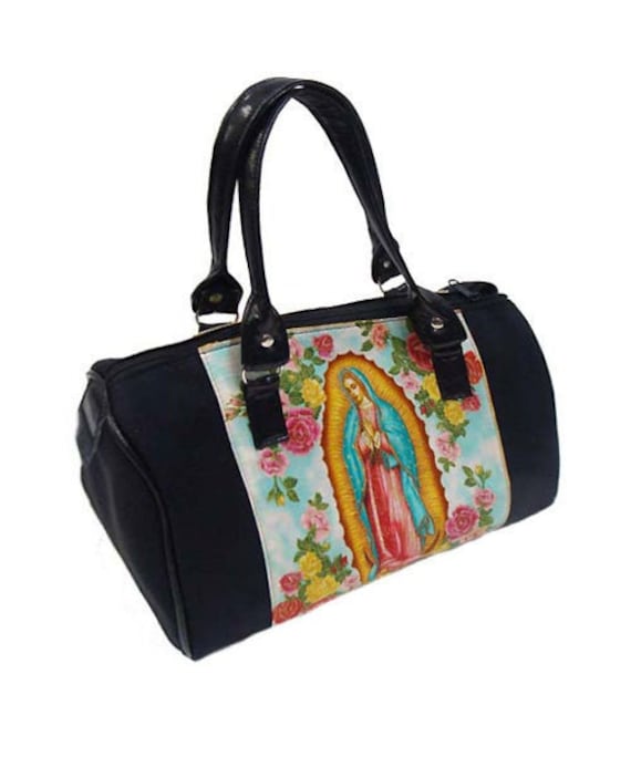 Us Handgemachte Handtasche Arzt Tasche Mit "Unsere Liebe Frau Von Guadalupe" Jungfrau Maria Muster Satchel Stil, Baumwollstoff, Neu von HandmadeFashion