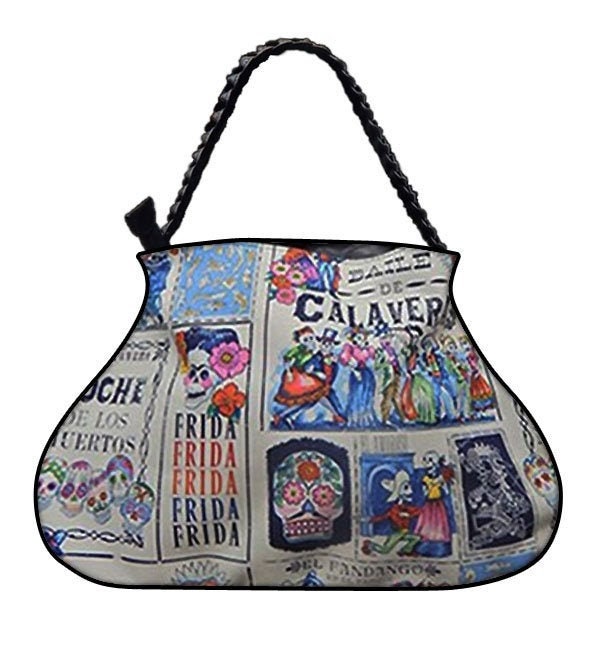 Us Handgemachte Handtasche Große Arzttasche Mit "Baile De Calaveras" Halloween Muster, Handtasche, Geldbörse, Geflochtener Riemengriff, Neu von HandmadeFashion