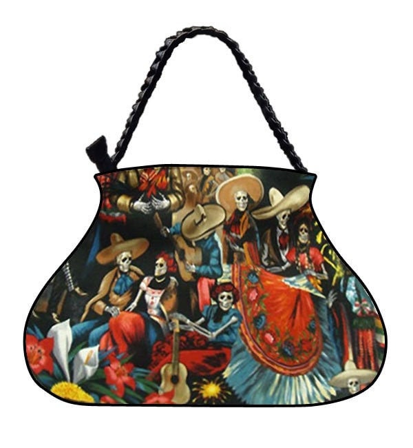 Us Handgemachte Handtasche Große Arzttasche Mit "Musiker San Marcos" Gothic Halloween Muster, Handtasche, Geldbörse, Geflochtener Riemengriff, Neu von HandmadeFashion