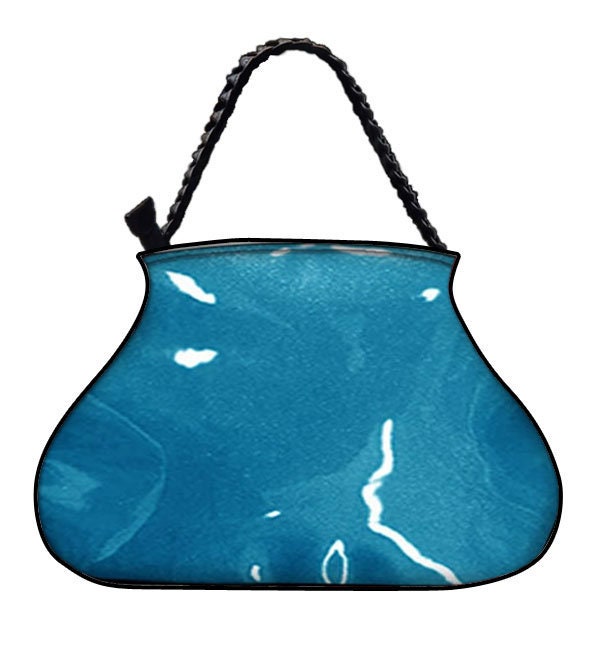 Us Handgemachte Handtasche Große Arzttasche Mit "Shiny Shimmering Glossy Light Blue" Muster, Handtasche, Geldbörse, Geflochtener Riemengriff, Neu von HandmadeFashion