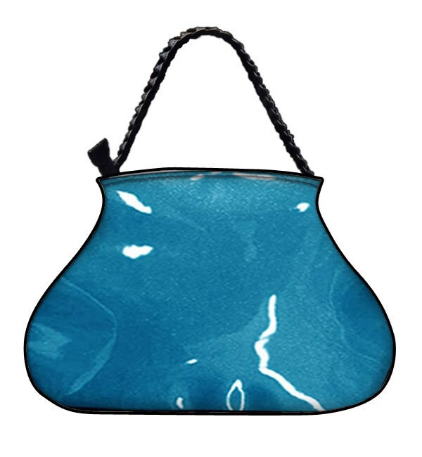 Us Handgemachte Handtasche Große Arzttasche Mit "Shiny Shimmering Glossy Light Blue" Muster, Handtasche, Geldbörse, Geflochtener Riemengriff, Neu von HandmadeFashion