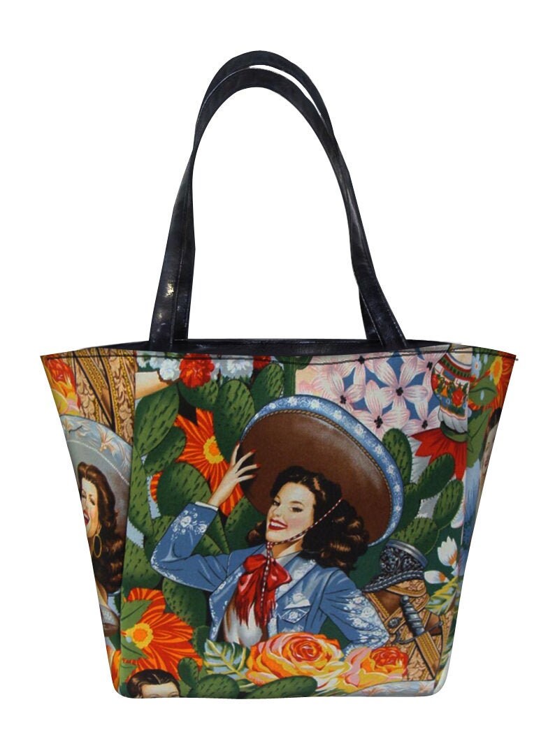 Us Handgemachte Handtasche Shopping Travel Schultertasche Style Mit "Senorita" Muster Geldbörse, Baumwolle, Neu von HandmadeFashion