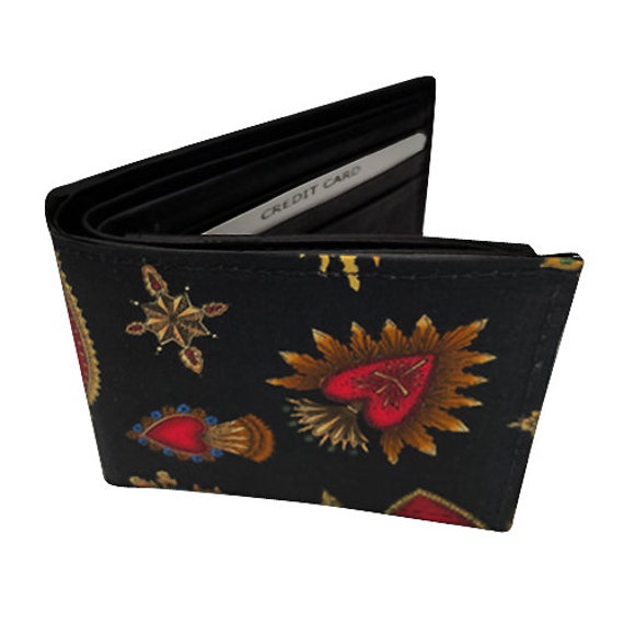 Us Handmade Bi-Fold Unisex Portemonnaie Mit "Sacred Heart" Muster Baumwollstoff, Selten, Neu von HandmadeFashion