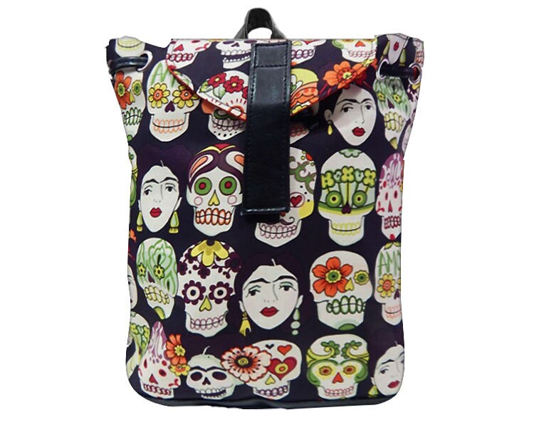 Us Handmade Großer Rucksack Stil Verstellbarer Henkel Mit "A Gotas De Amor Und Frida" Muster Geldbörse Handtasche, Baumwollstoff von HandmadeFashion