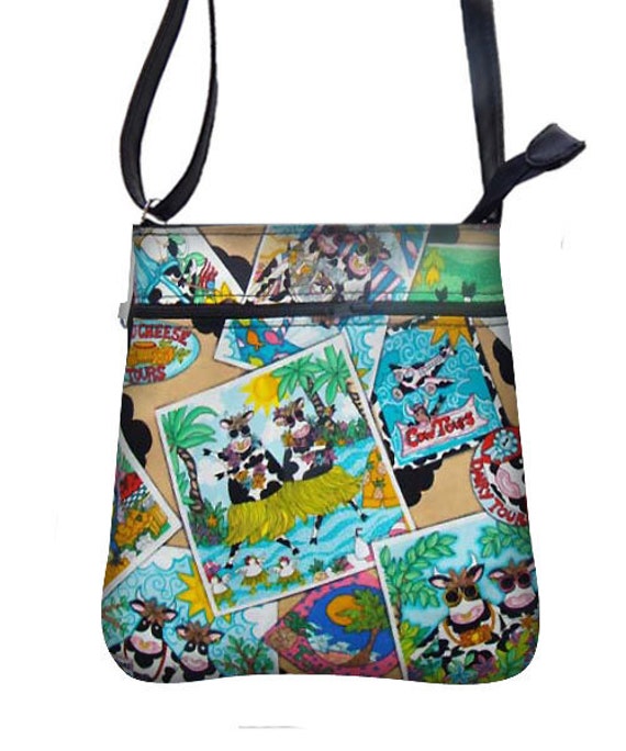 Us Handmade Handtasche Crossover Body Bag Mit "Kühe Im Urlaub" Western Muster Umhängetasche Handtasche, Neu von HandmadeFashion