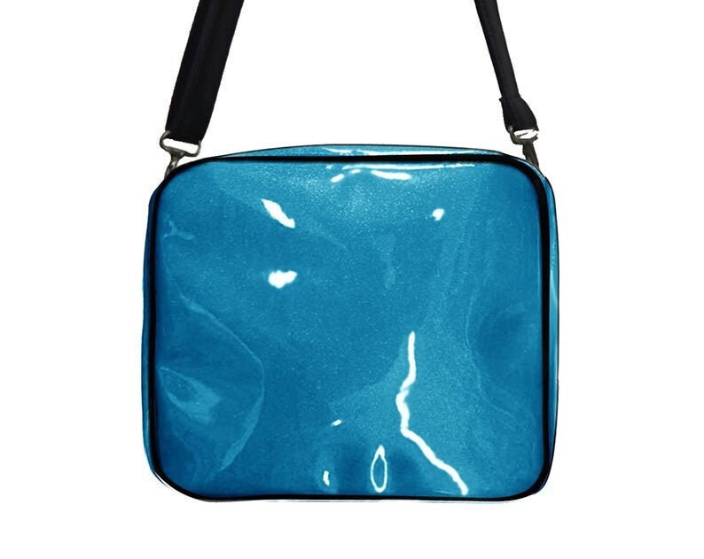 "Us Handmade Handtasche Crossover "Handtasche Groß" Mit "Shiny Shimmering Glossy Light Blue" Stoff Neu von HandmadeFashion
