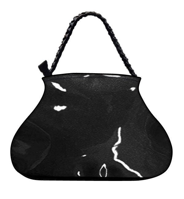 Us Handmade Handtasche Große Arzttasche Mit "Shiny Shimmering Glossy Black" Muster, Handtasche, Geldbörse, Geflochtener Riemengriff, Neu von HandmadeFashion