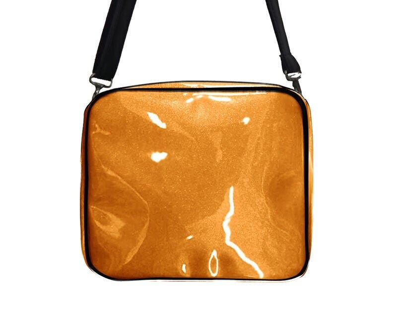 "Us Handmade Handtasche Große Crossover Body Bag Mit "Shiny Shimmering Glossy Gold" Stoff New von HandmadeFashion