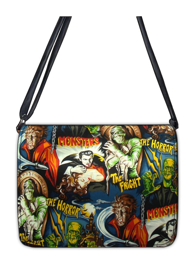 "Us Handmade Handtasche Laptop Tasche Schultertasche Style Mit "Monster Filme" Frankenstein Stoff Verstellbarem Henkel." von HandmadeFashion