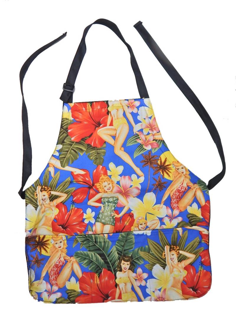 Us Handmand Schürze Mit "Island Girls" Pin Up Girls Muster, Baumwolle, Wende Schürze, "2 Schürzen in 1", Neu von HandmadeFashion