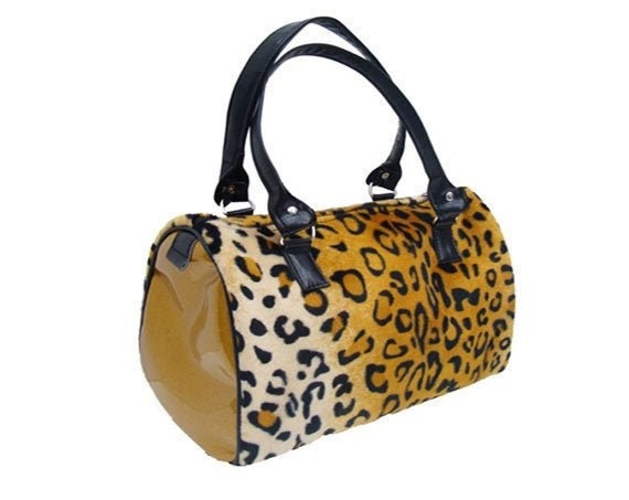 Usa Handgemachte Handtasche Arzt Tasche Tier Print Leopard Mit Glänzenden Gold Stoff 50Er Jahre Muster Geldbörse, Neu, Mix-A von HandmadeFashion