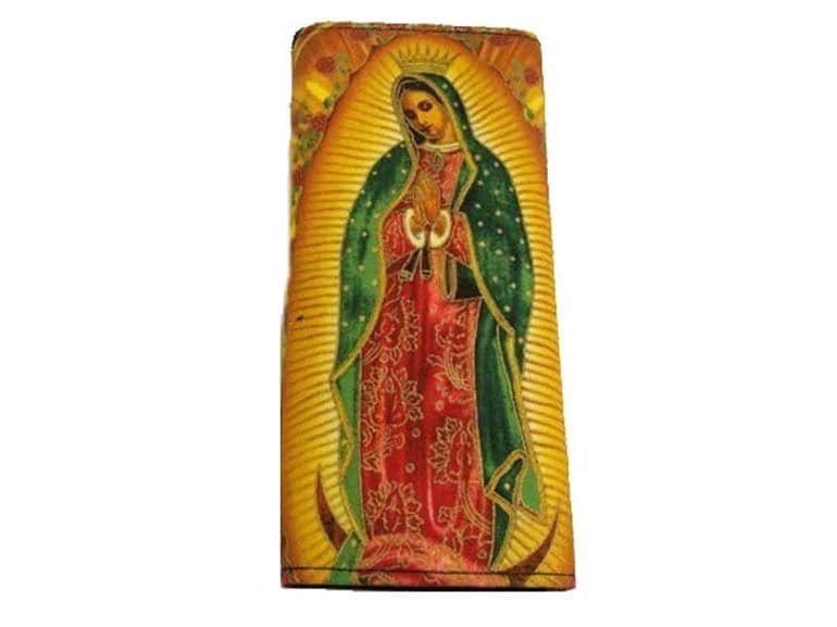 Usa Handmade Bifold Woman Portemonnaie Mit "Heilige Jungfrau Maria" Religion Latino Kulturmuster, Baumwolle, Schwarz, Neu, Selten von HandmadeFashion