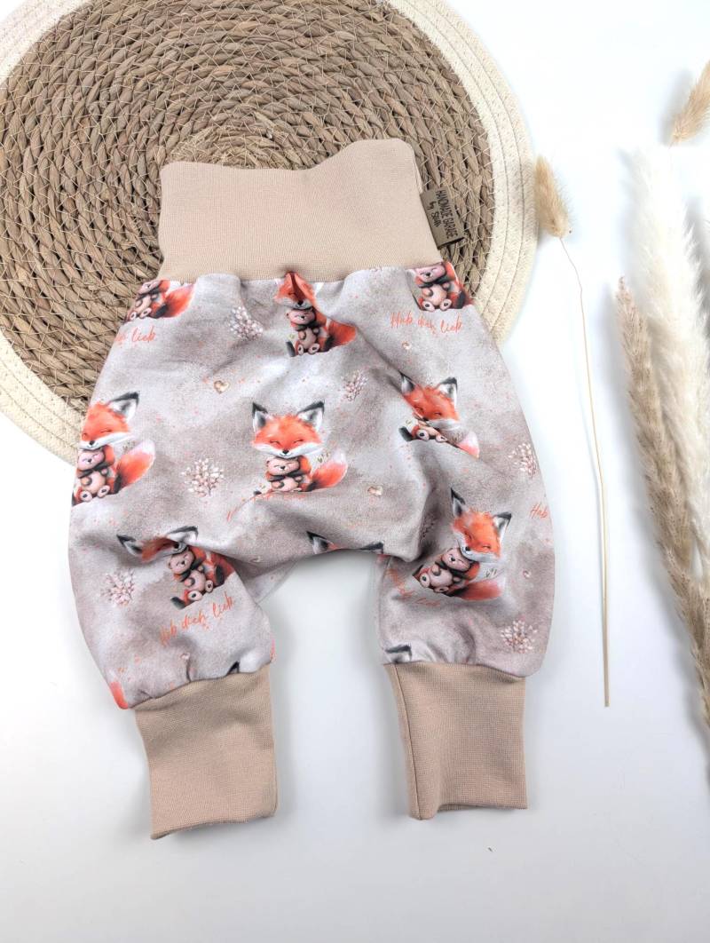 Mitwachsende Baby Pumphose Fuchs Größe 44-128/Waldtiere Hose Frühchen von HandmadeGaragbyStefi