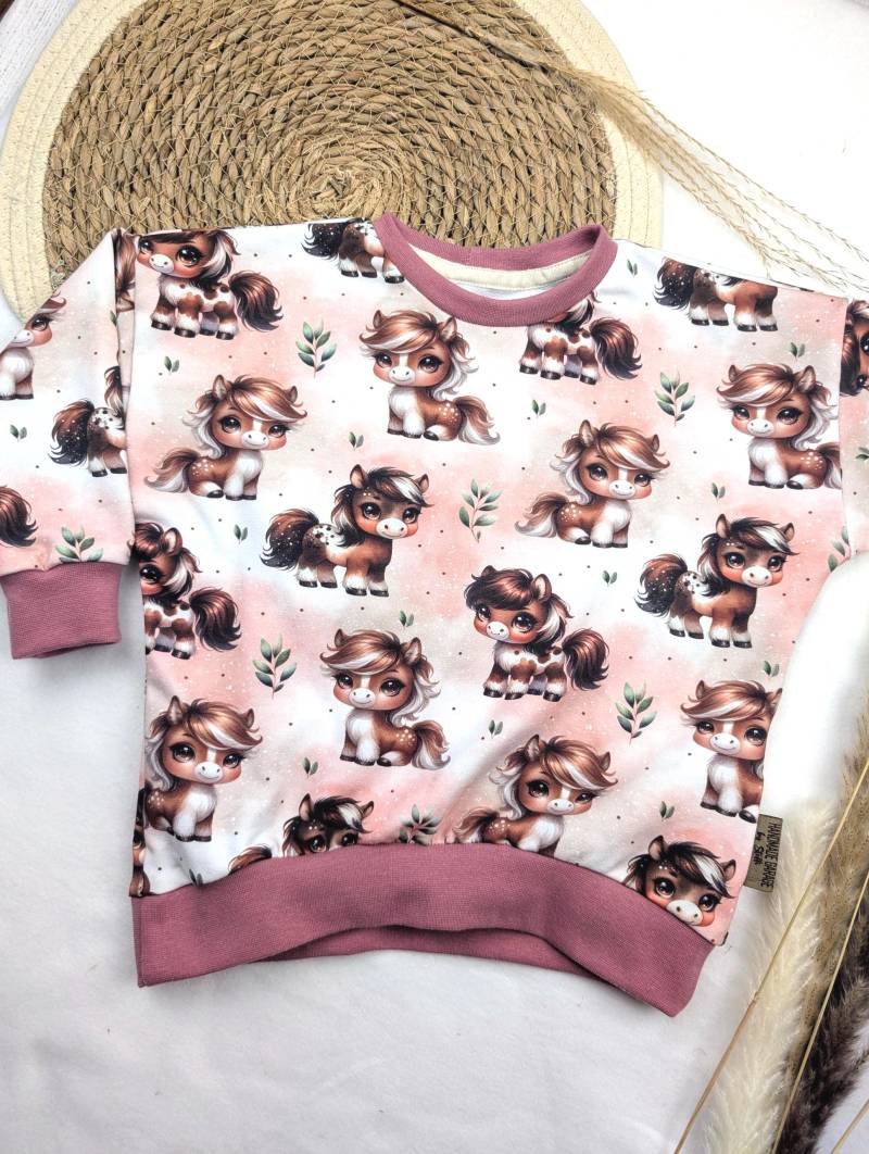 Pullover Mädchen Pferd/Für Pferdemädchen Oversized Sweatshirt Größe 62-134 Langarmshirt von HandmadeGaragbyStefi