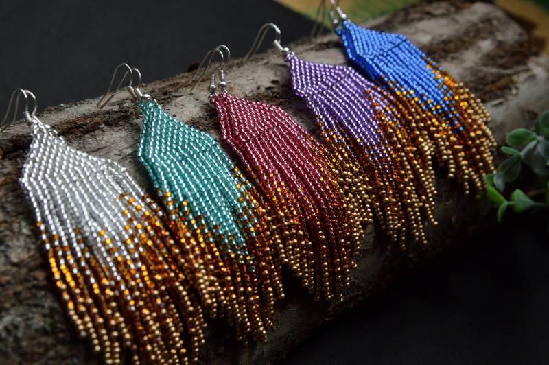 Fransen Rocailles Perlen Ohrringe Glänzender Gold Brautjungfer Schmuck von HandmadeGiftsStore