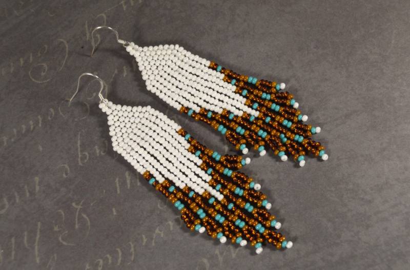 Lange Saatperlen Fransen Ohrringe von HandmadeGiftsStore