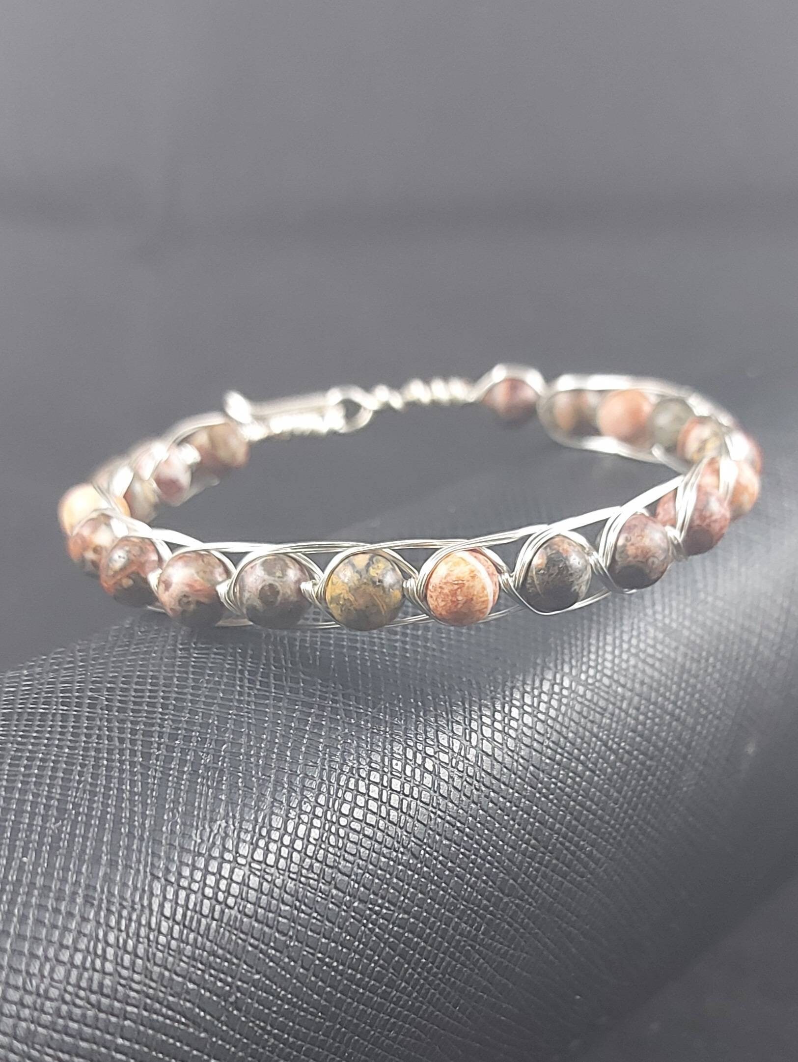 Versilberter Armreif Mit Leopardenhaut Jaspis Edelsteinen, Handarbeit Versilberter Armreif Mit Leopardenhaut Jaspis Edelsteinen, Handarbeit von HandmadeMYJewellery
