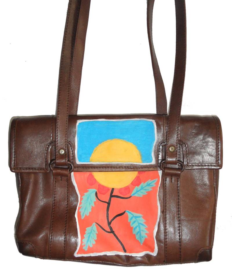 Damentasche 90Er Jahre Handgefertigte Damentasche 90Er Jahre Handbemalte Leder Umhängetaschen Damen-Einkaufstasche Vintage-Taschen von HandmadeRetroTshirts