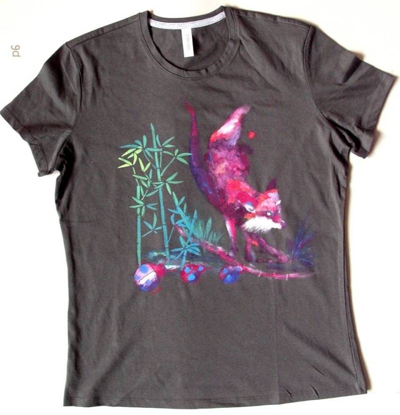 Handgemachtes Kurzarm T-Shirt-Rotfuchs T-Shirt-Süßes Rotfuchs T-Shirt-Tier T-Shirt-Wildtier Damen T-Shirt von HandmadeRetroTshirts