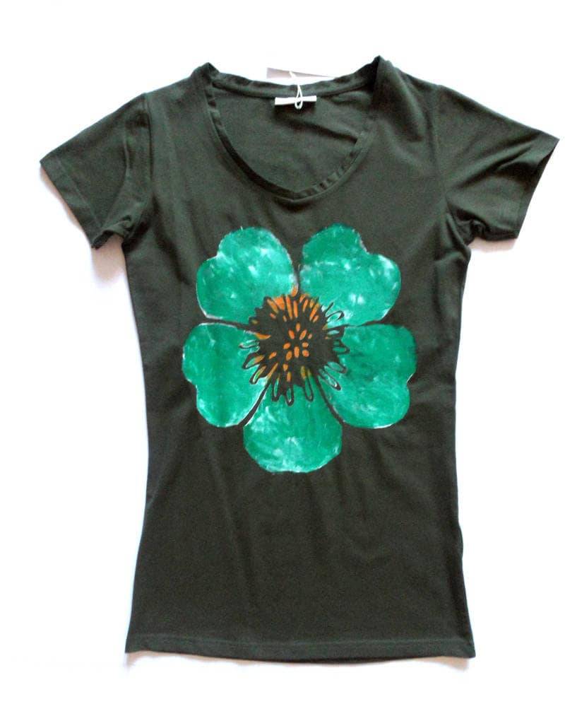Hibiskus Shirt-Damen Blumen Tshirt-Gemalte T-Shirt-Handgemalte T-Shirt-Handgemachtes Sommer T-Shirt Mit Blume von HandmadeRetroTshirts